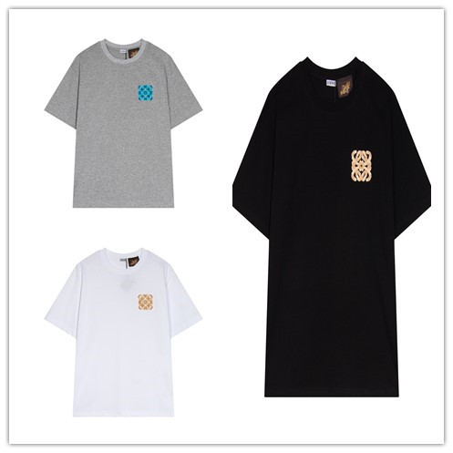 Loewe Classic Towel Embroidered Logo Short Sleeve Couple Casual Round Neck T-shirt