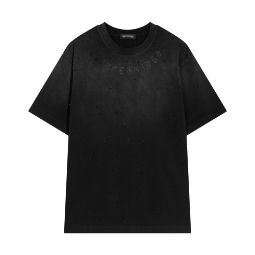 Chrome Hearts Hot Diamond Cross Print Wash Short Sleeve Couple Casual Round Neck T-shirt