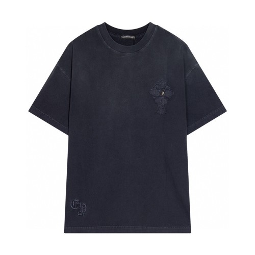 Chrome Hearts Heavy Industry Patch Embroidered Wash Water Short Sleeve Couple Casual Round Neck T-shirt