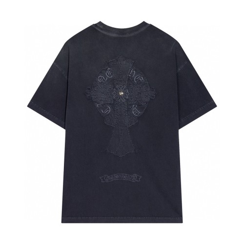 Chrome Hearts Heavy Industry Patch Embroidered Wash Water Short Sleeve Couple Casual Round Neck T-shirt