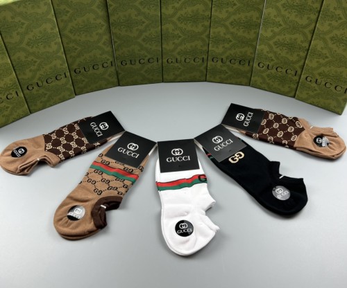 Gucci New Fashion Classic Cotton Crew Socks Unisex Casual Sports Socks 5 Pairs/Box