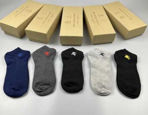 Burberry New Fashion Logo Printed Cotton Socks Unisex Casual Sports Breathable Socks 5 Pairs/Box