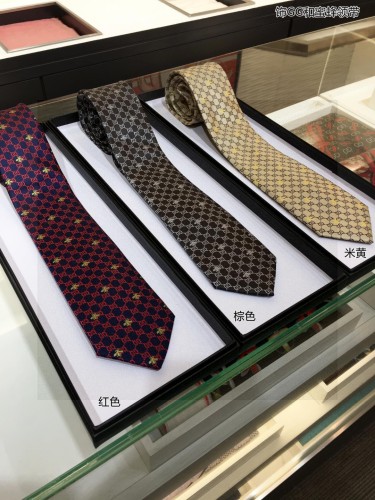 Gucci New Men's Tie Double G Bee Jacquard Silk Tie