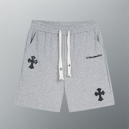 Chrome Hearts Fashion Leather Cross Embroidered Logo Casual Loose Shorts