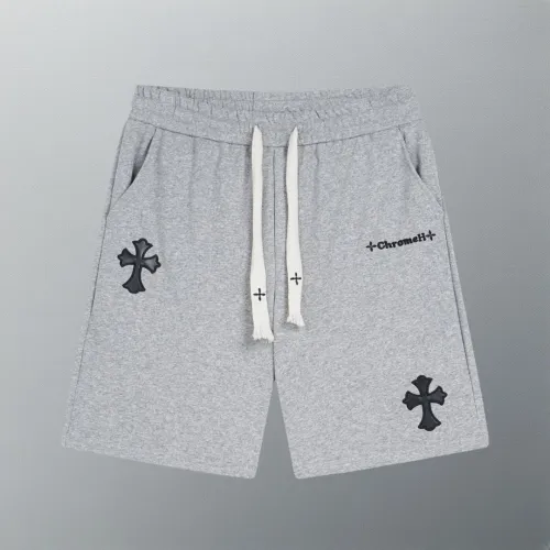 Chrome Hearts Fashion Leather Cross Embroidered Logo Casual Loose Shorts