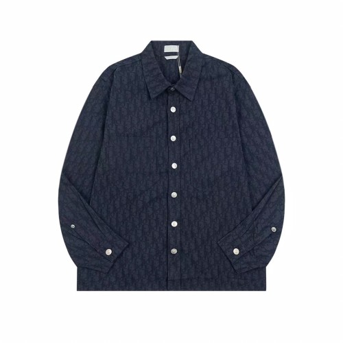 Dior New Full Letter Logo Dark Pattern Shirt Coat Unisex Long Sleeved Casual Jacket