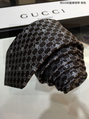 Gucci New Men's Tie Double G Bee Jacquard Silk Tie