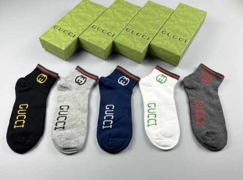 Gucci Fashion Classic Crew Socks Unisex Casual Street Cotton Scoks 5 Pairs/Box