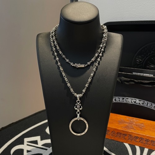 Chrome Hearts Fashion Classic Circle Cross Pendant Unisex Street Retro Necklace 