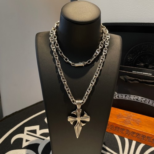 Chrome Hearts Unisex Fashion Classic Vintage Cross Pendant Punk Street Retro Necklace