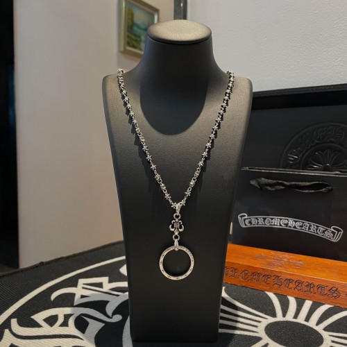 Chrome Hearts Fashion Classic Circle Cross Pendant Unisex Street Retro Necklace 