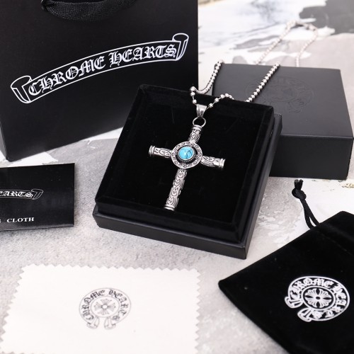 Chrome Hearts Gold Plated Flame Cross Flower Necklace Fashion Retro Pendant Necklace