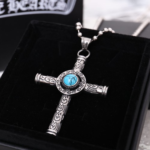 Chrome Hearts Gold Plated Flame Cross Flower Necklace Fashion Retro Pendant Necklace