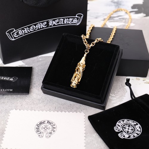 Chrome Hearts Fashion Gold Plated Hollow Pendant Unisex Retro Necklace