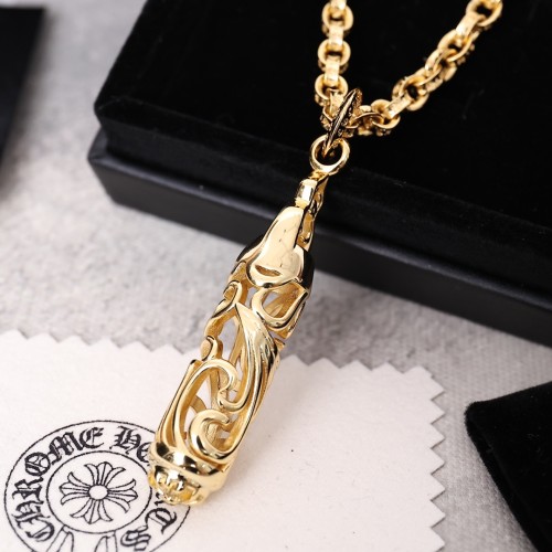 Chrome Hearts Fashion Gold Plated Hollow Pendant Unisex Retro Necklace