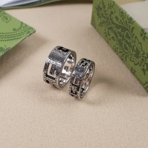 Gucci Fashion Square G Pattern Hollowed Out Silver Ring Unisex Street Retro Ring