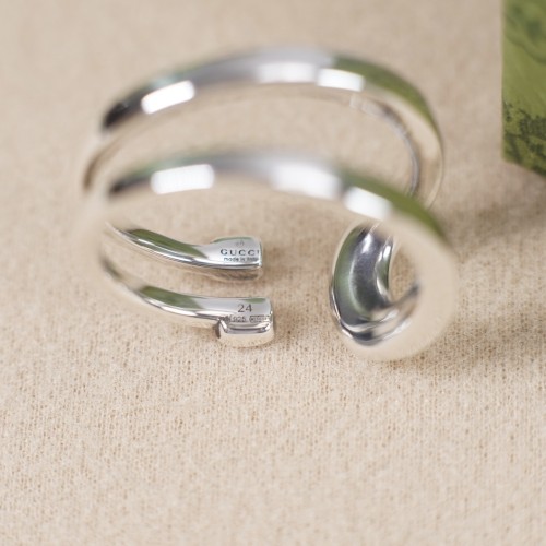 Gucci Fashion Artistic Horsehead Buckle Rings Couple Open Silver Ring