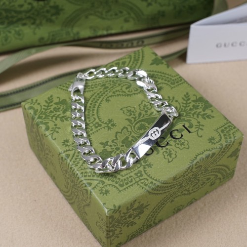 Gucci Fashion Classic Interlocking G 925 Silver Bracelet Unisex Simple Charm Bracelet