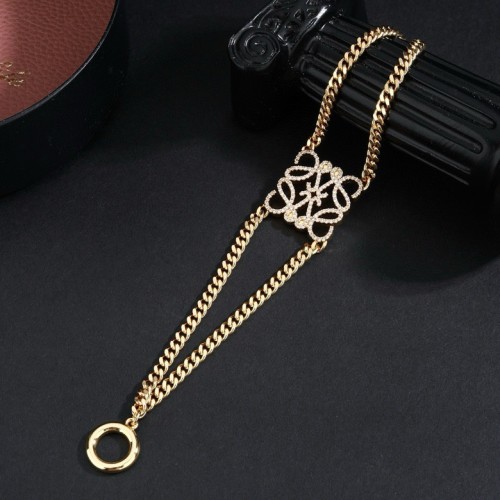 Loewe Fashion Hollow Rhinestone Double Chain Bracelet Unisex Street Retro Bracelet