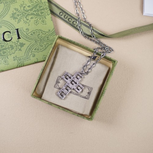 Gucci Fashion Classic Hollow Cross Pendants Unisex Street Retro Necklace