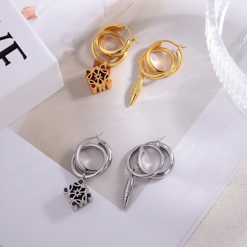 Loewe Fashion Logo Hollow Earrings Women Classic Retro Eardrop Earring