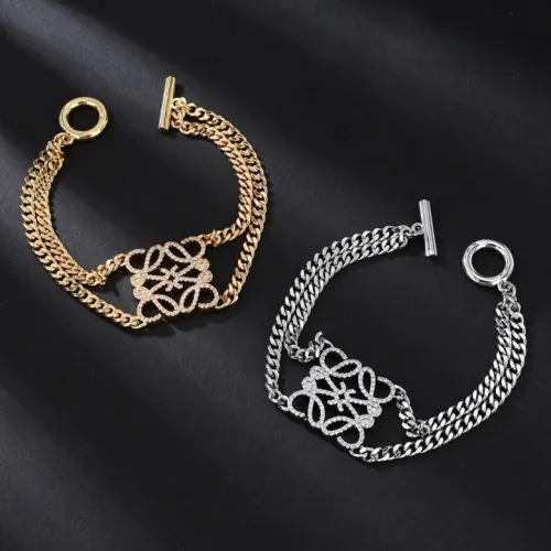 Loewe Fashion Hollow Rhinestone Double Chain Bracelet Unisex Street Retro Bracelet