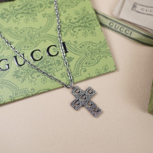 Gucci Fashion Classic Hollow Cross Pendants Unisex Street Retro Necklace