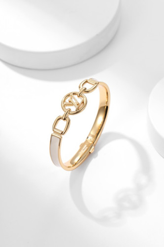 Louis Vuitton Fashion Classic Hollow Logo White Enamel Bracelet Women's Accessories
