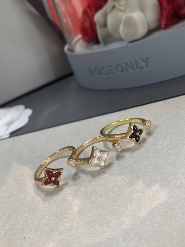 Louis Vuitton Fashion Simple Flower Ring Unisex Casual Open Golden Ring