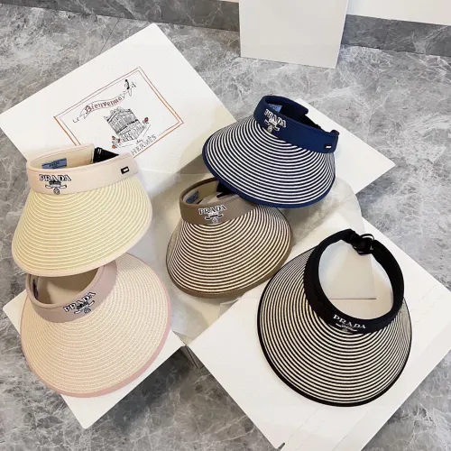 Prada New Color Blocking Empty Top Hat Couple Casual Sunshade Hat