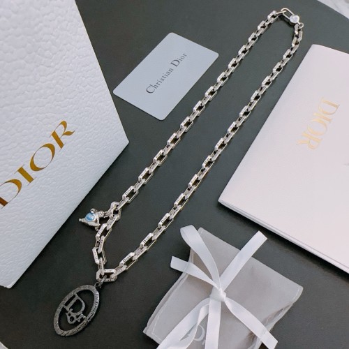 Dior New Fashion Retro Pendant Chain Unisex Street Punk Sliver Necklace