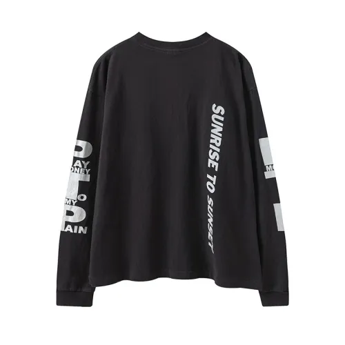 Saint Michael  Fashion Flame Washed Long Sleeves Unisex Casual Street Loose Long Sleeve Shirt