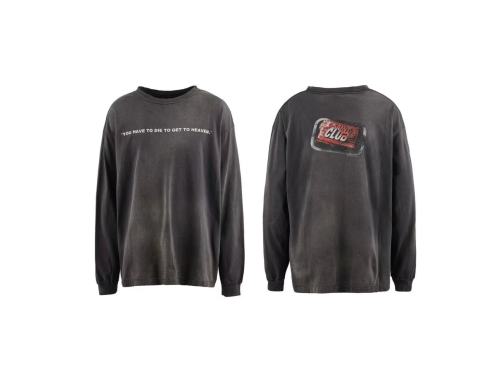 Saint Michael Fashion Club Printed Long Sleeve Unisex Simple Street T-shirt