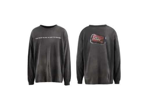 Saint Michael Fashion Club Printed Long Sleeve Unisex Simple Street T-shirt