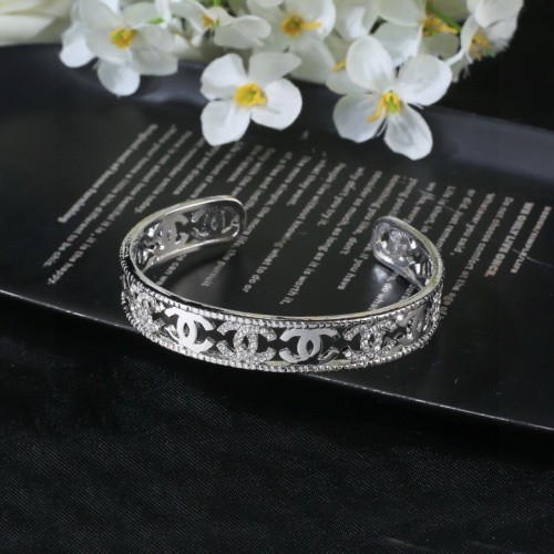 Chanel New Fashion Crystal Bracelet Classic Logo Hollow Open Bracelet
