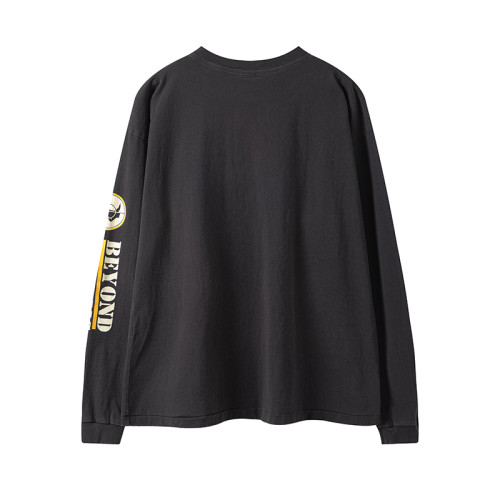 Saint Michael Washed Distressed Printed Long Sleeve Unisex Casual Street Vintage T-shirt