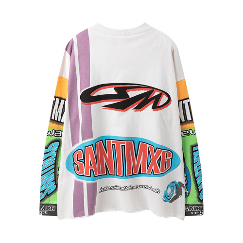 Saint Michael Fashion Colorful Graffiti Long Sleeve Unisex Casual Street Long Sleeve Tee