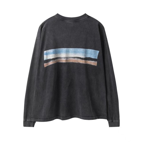 Saint Michael Fashion Blue Sky Printed Long Sleeve Unisex Street Loose Long Sleeve Shirt
