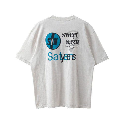 Saint Michael New Fashion Letters Printed T-shirt Unisex Street Loose Short Sleeve