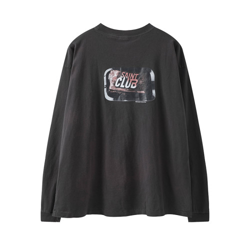 Saint Michael Fashion Club Printed Long Sleeve Unisex Simple Street T-shirt