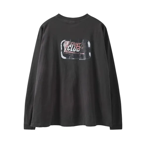 Saint Michael Fashion Club Printed Long Sleeve Unisex Simple Street T-shirt