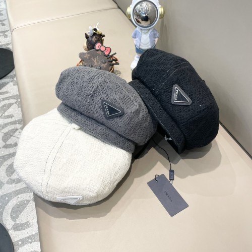 Prada New Women's Vintage Beret Versatile Pumpkin Hat