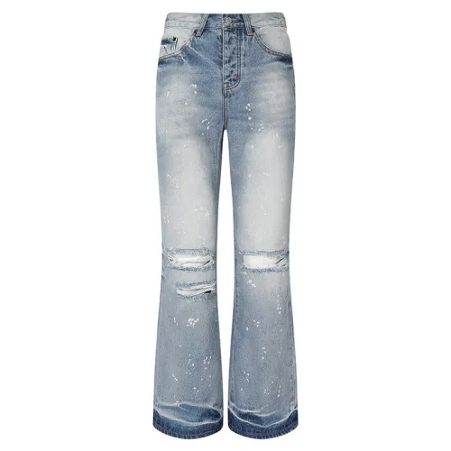Gallery Dept New Fashion Washed Distressed Straight Leg Jeans Unisex Street Casual Retro Denim Pants