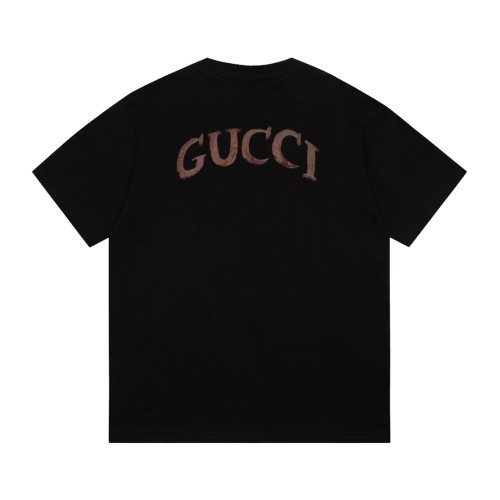 Gucci New Graffiti Logo Printed Short Sleeve Couple Casual Loose T-shirt