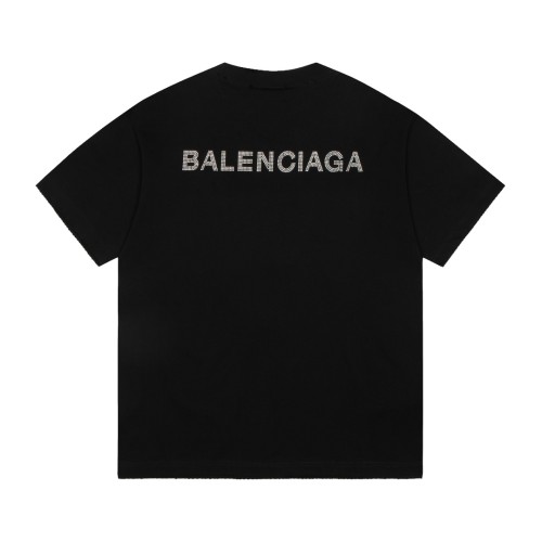 Balenciaga Classic Logo Hot Diamond Short Sleeve Couple's Casual Loose T-shirt