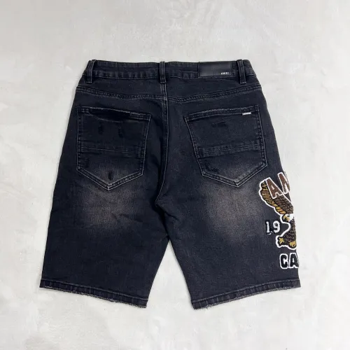 Amiri Fashion Hawk Printed Washed Ripped Denim Shorts Pants Unisex Casual Street Jeans