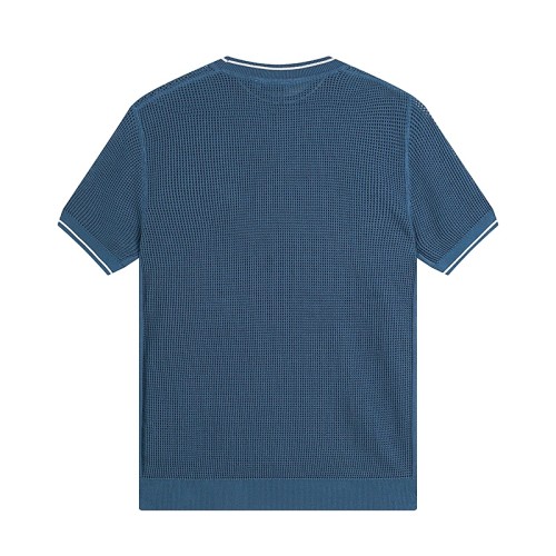 Prada Fashion Embroidered Mesh Hollow Knitted Short Sleeve Unisex Casual Loose T-shirt