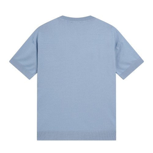 Prada Fashion Embroidered Knitted Short Sleeve Unisex Casual Loose T-shirt
