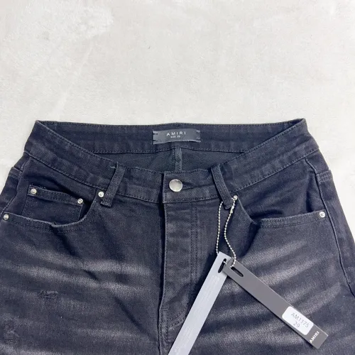 Amiri Fashion Tiger Printed Washed Ripped Denim Shorts Pants Unisex Casual Street Jeans