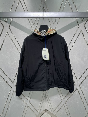 Burberry Classic Logo Twill Coat Drawstring Hoodie Thin Coat